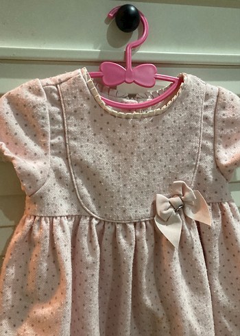 Kızlar için pembe kısa kollu nakışlı elbise - Görsel 5