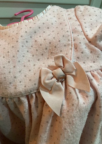 Kızlar için pembe kısa kollu nakışlı elbise - Görsel 2