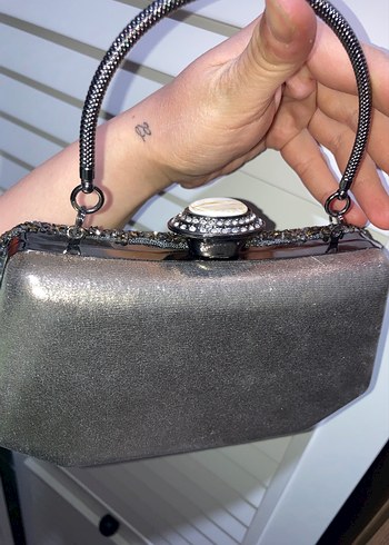 Kadın Gri Desenli Payetli Portföy Çanta - Görsel 3