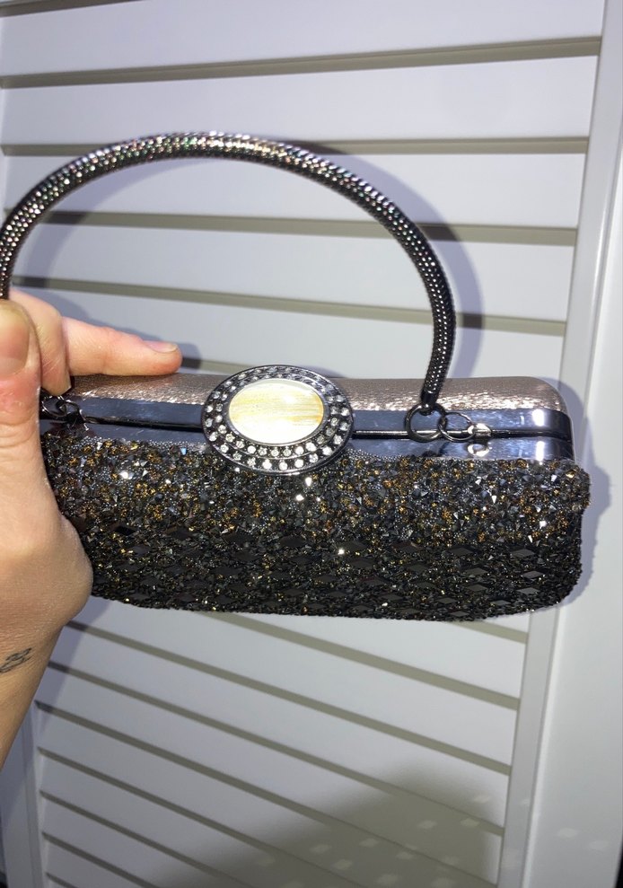 Kadın Gri Desenli Payetli Portföy Çanta - Görsel 2