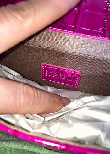 Parlak Pembe Yılan Derisi Desenli Kadın Deri Çanta - Görsel 5