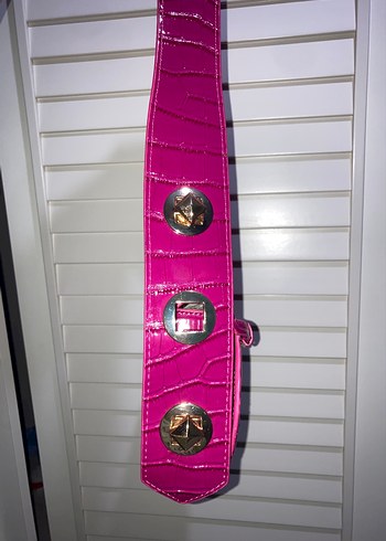 Parlak Pembe Yılan Derisi Desenli Kadın Deri Çanta - Görsel 3