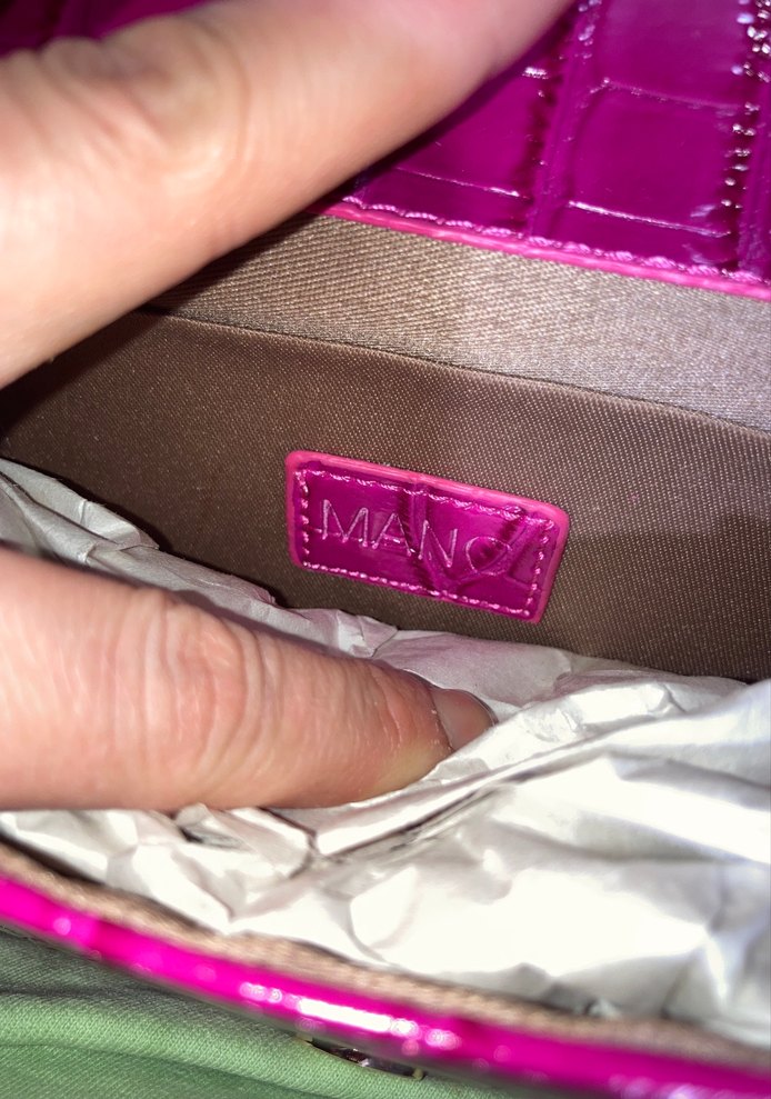 Parlak Pembe Yılan Derisi Desenli Kadın Deri Çanta - Görsel 5