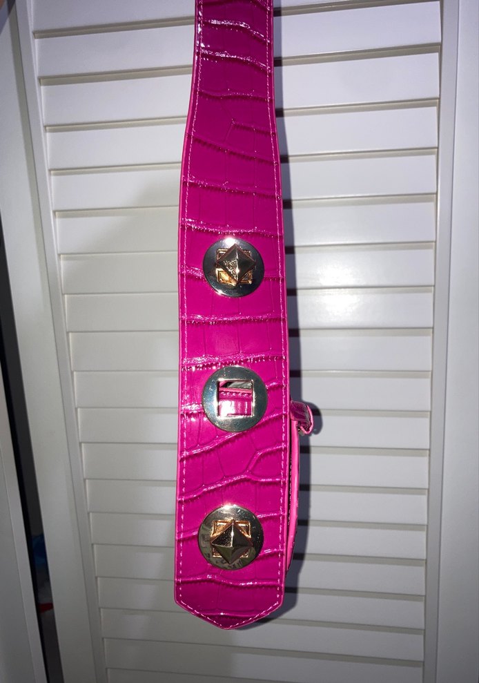 Parlak Pembe Yılan Derisi Desenli Kadın Deri Çanta - Görsel 3