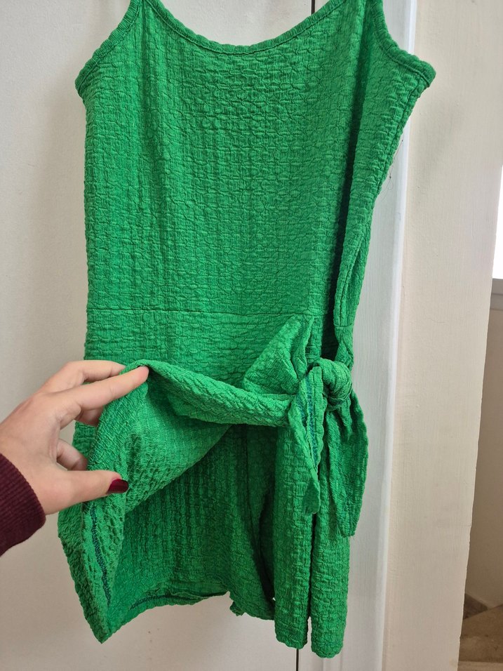 Yeşil Drapeli Mini Bohem Tulum - Görsel 2