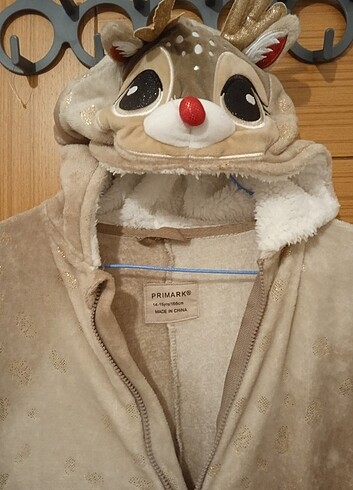 13-14 Yaş Beden camel Renk Primark peluş tulum 