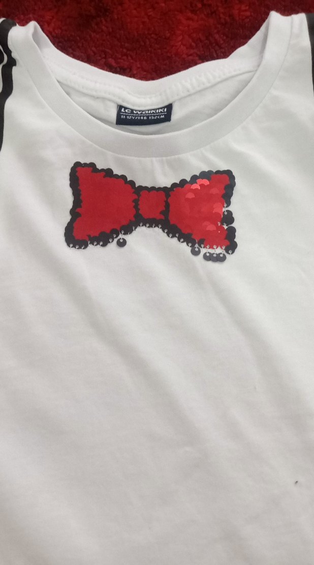 Beyaz Baskılı Erkek Papyonlu Tişört - Görsel 2