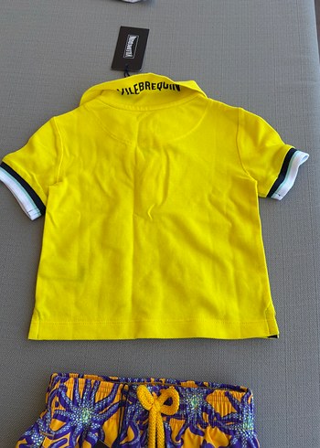 18-24 Ay Beden Erkek Çocuk Sarı Polo Tişört Velcro Detaylı