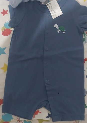 Mavi Kısa Kollu Bebek Tulum - Görsel 2