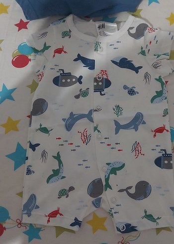 Mavi Kısa Kollu Bebek Tulum - Görsel 3