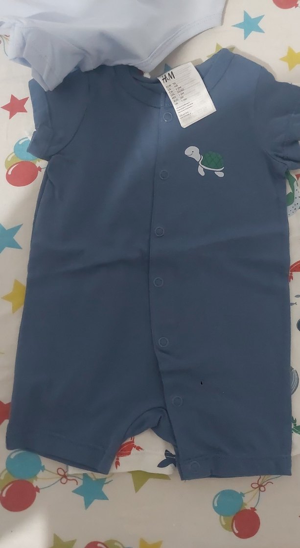 Mavi Kısa Kollu Bebek Tulum - Görsel 2