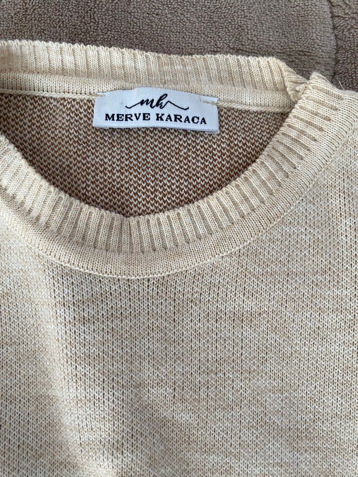 Bol Kesim Uzun Kollu Kahverengi Triko Kazak - Görsel 3