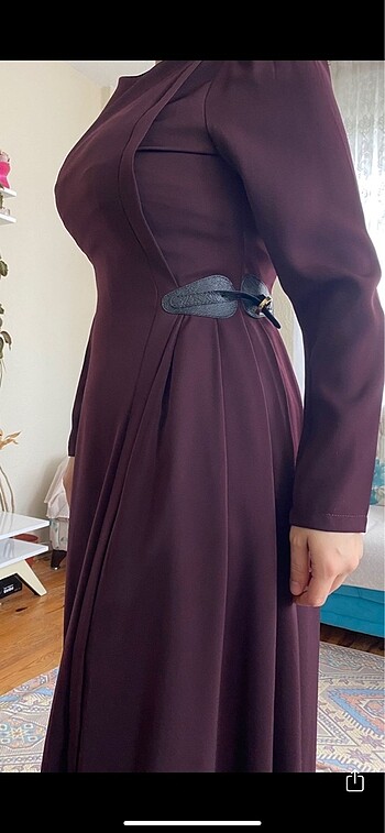 Mürdüm tesettür elbise - Görsel 5