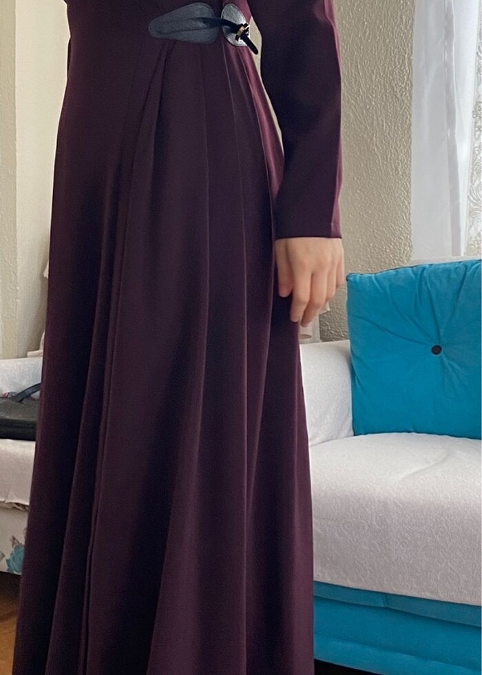 Mürdüm tesettür elbise - Görsel 4