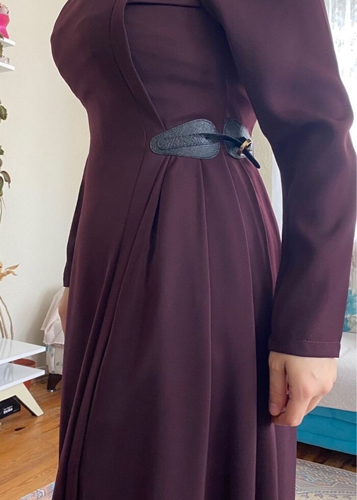 Mürdüm tesettür elbise - Görsel 5