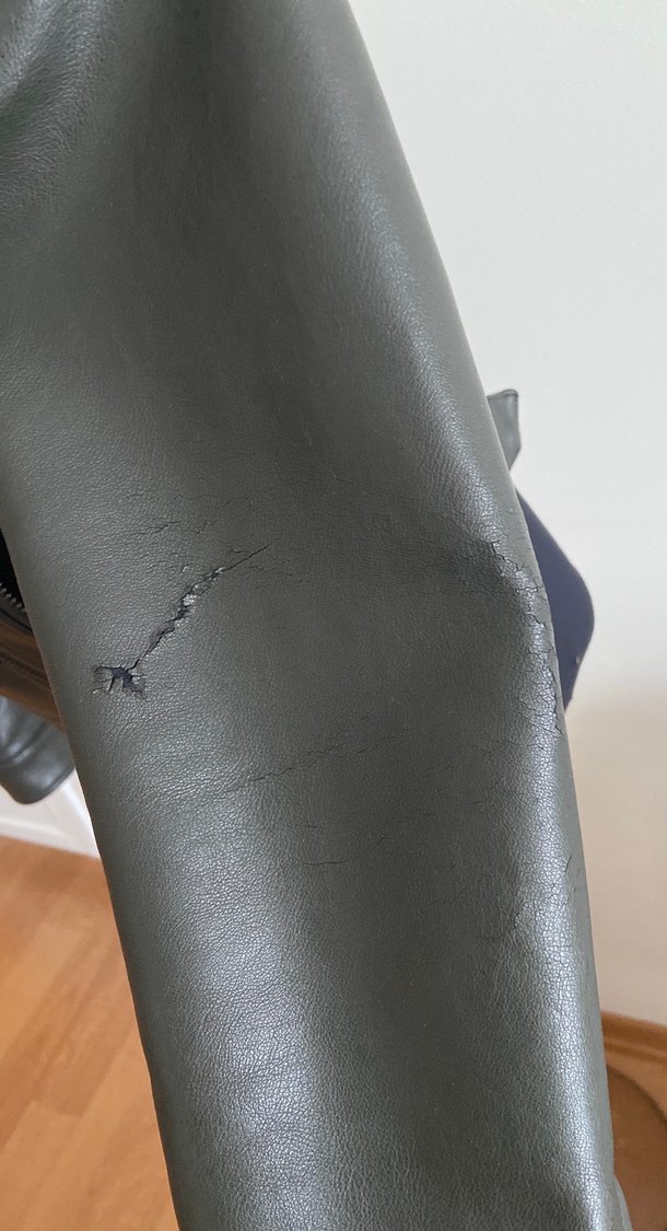 Vero Moda yeşil kürklü deri ceket - Görsel 4