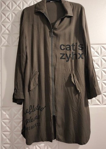 Uzun L beden Fermuarlı Kadın Ceket L,XL uyumlu