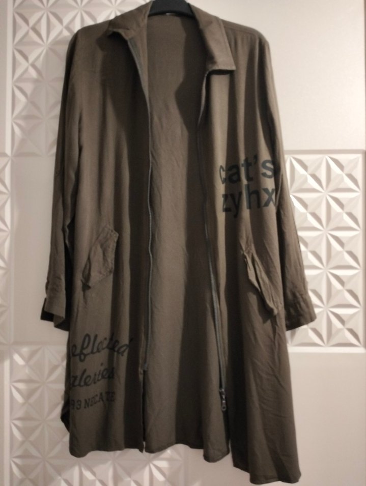 Uzun L beden Fermuarlı Kadın Ceket L,XL uyumlu - Görsel 2