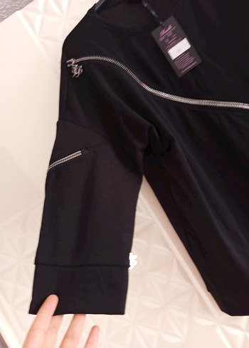 Fermuarlı Siyah sıfır bluz - Görsel 3