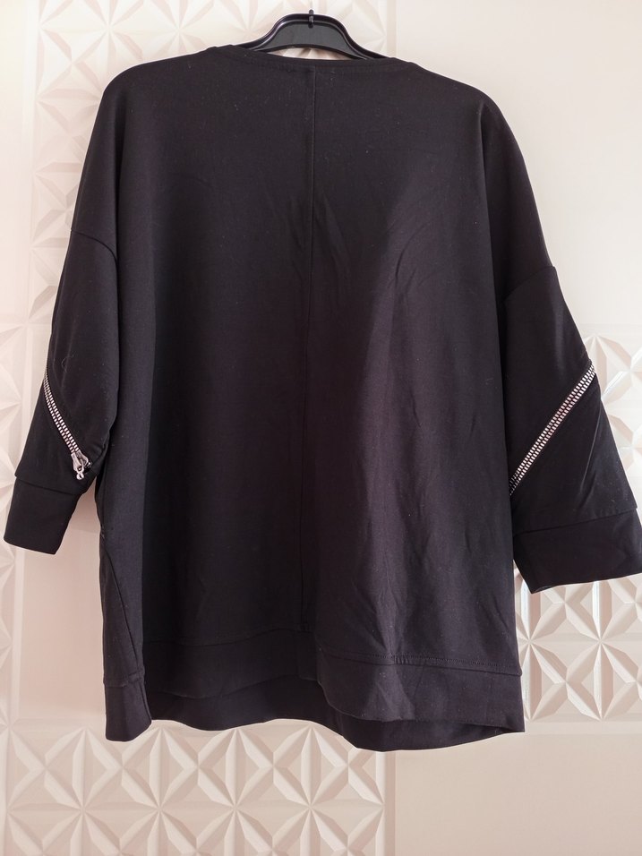 Fermuarlı Siyah sıfır bluz - Görsel 5