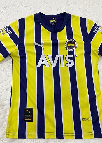 Puma Erkek Sarı Lacivert Çizgili Kısa Kollu Forma 11-12 yaş