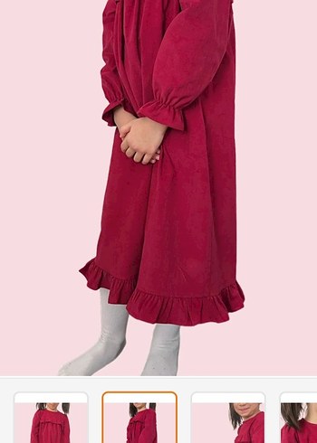 8 Yaş Beden Bordo Kız Çocuk Fırfırlı Keten Elbise 2kez giyildi