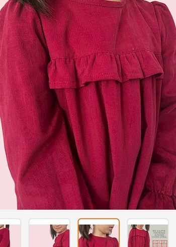 LC Waikiki Bordo Kız Çocuk Fırfırlı Keten Elbise 2kez giyildi