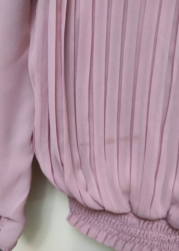 Pembe Piliseli Vintage Kadın Bluz - Görsel 8