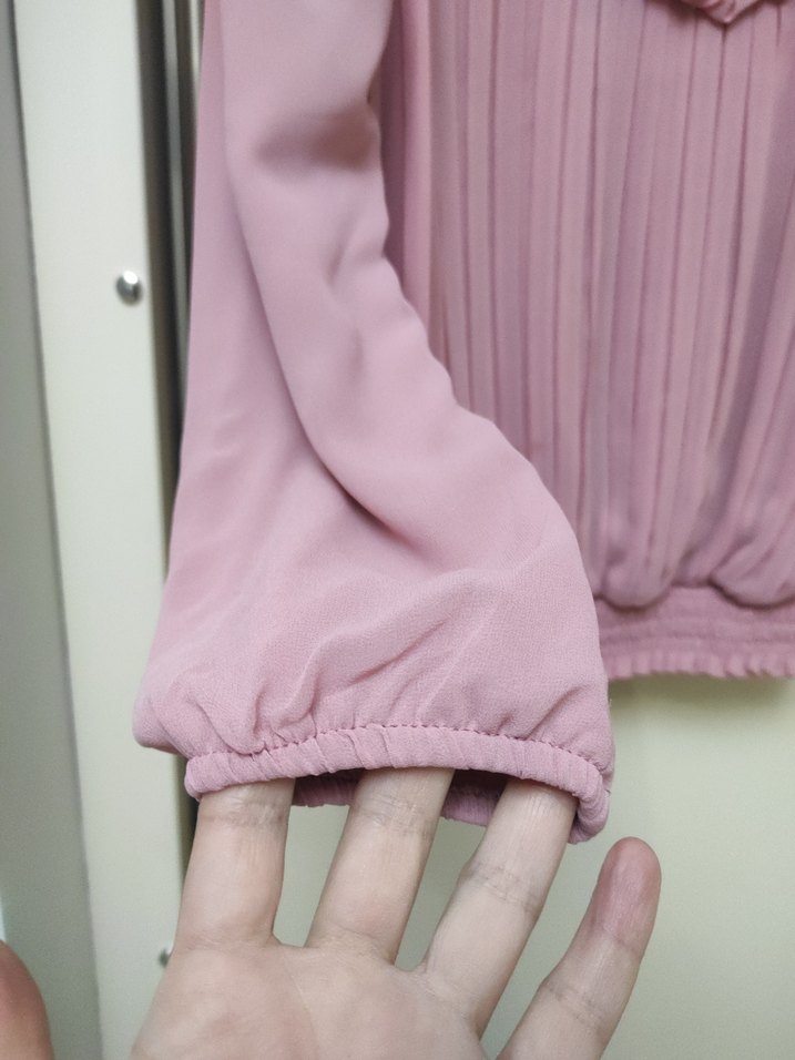 Pembe Piliseli Vintage Kadın Bluz - Görsel 4