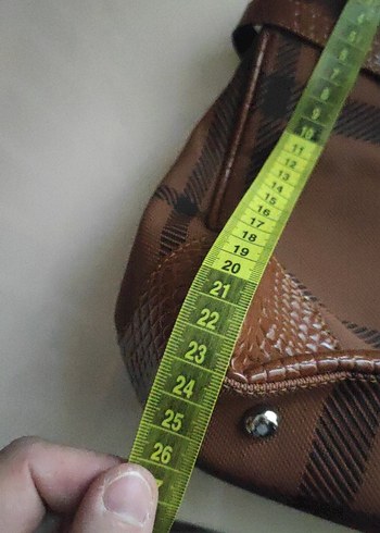 Kahverengi Kareli Deri Kadın Çanta - Görsel 10