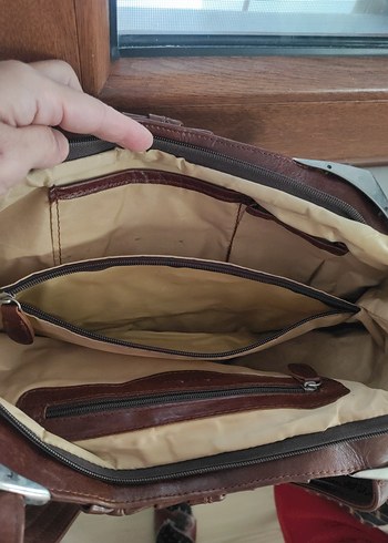 Kahverengi Deri Kadın Çanta Tokalı - Görsel 6