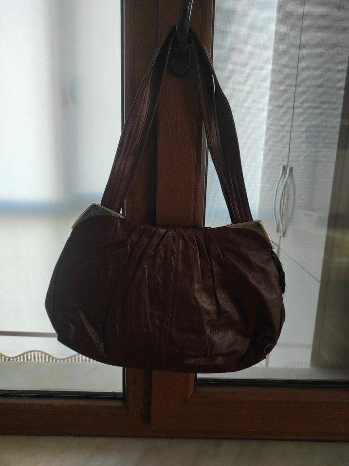 Kahverengi Deri Kadın Çanta Tokalı - Görsel 2