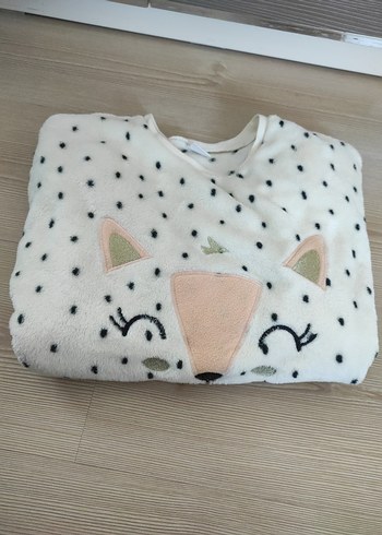 Kız Uzun Kollu Peluş Detaylı  pijama Takımı - Görsel 2