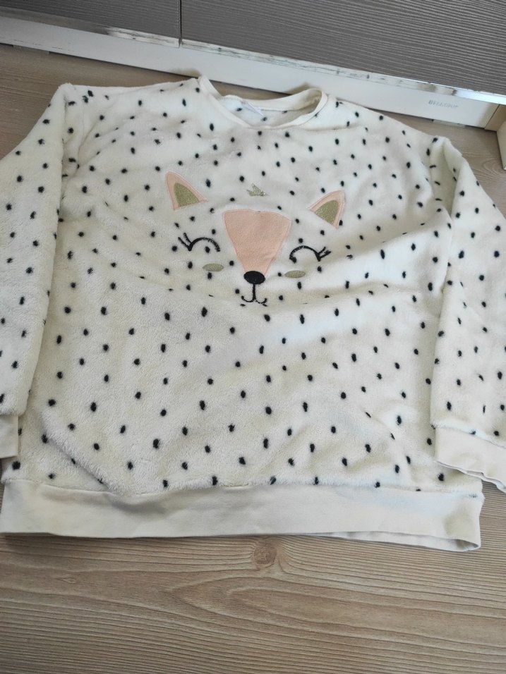 Kız Uzun Kollu Peluş Detaylı  pijama Takımı - Görsel 3