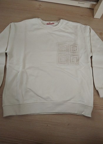 Beyaz Örgü Detaylı Kız Eşofman Takımı - Görsel 2