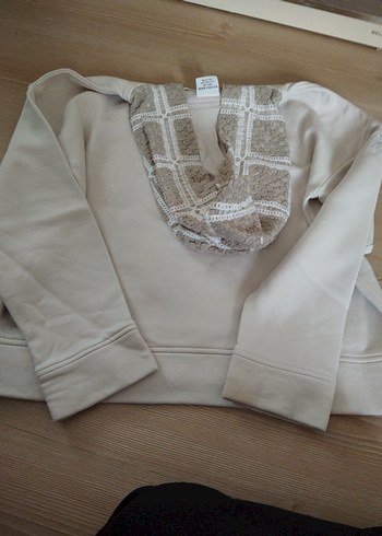 Bohem Nakışlı Bej kız çocuk kapşonlu sweatshirt - Görsel 8