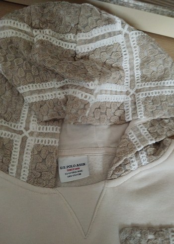 Bohem Nakışlı Bej kız çocuk kapşonlu sweatshirt - Görsel 3