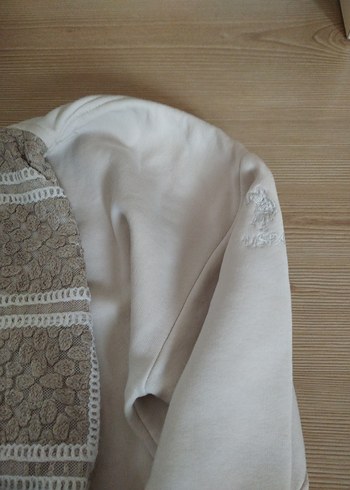 Bohem Nakışlı Bej kız çocuk kapşonlu sweatshirt - Görsel 6