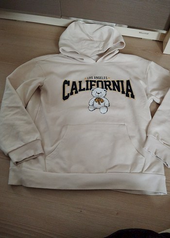 Beyaz Pamuklu Kız Çocuk Uzun Kollu  kapşonluTişört - Görsel 2