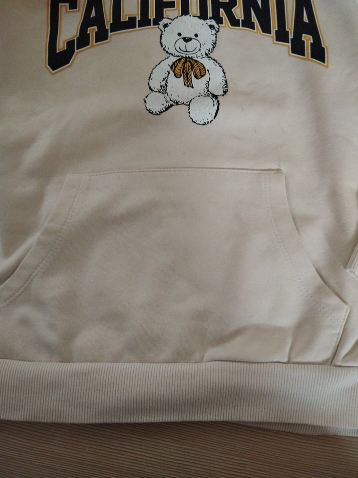 Beyaz Pamuklu Kız Çocuk Uzun Kollu  kapşonluTişört - Görsel 4