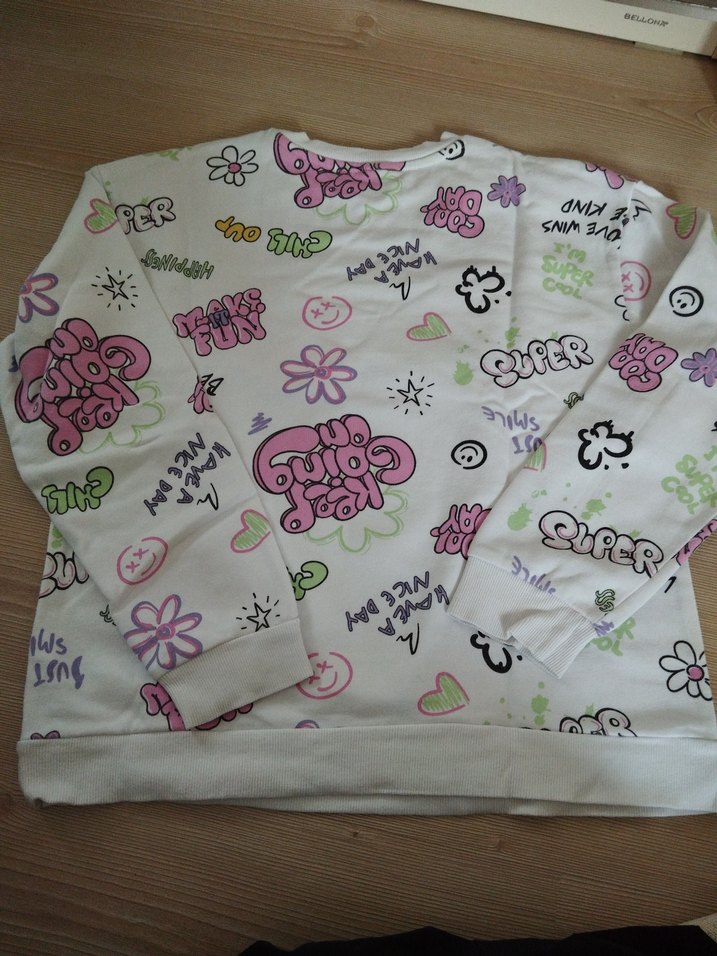 Baskılı Beyaz Kız Sweatshirt - Görsel 5