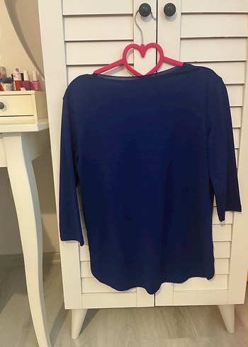 Lacivert V Yaka Uzun Kollu Tişört - Görsel 3