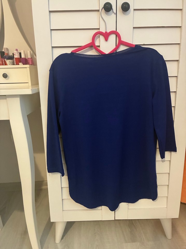 Lacivert V Yaka Uzun Kollu Tişört - Görsel 3