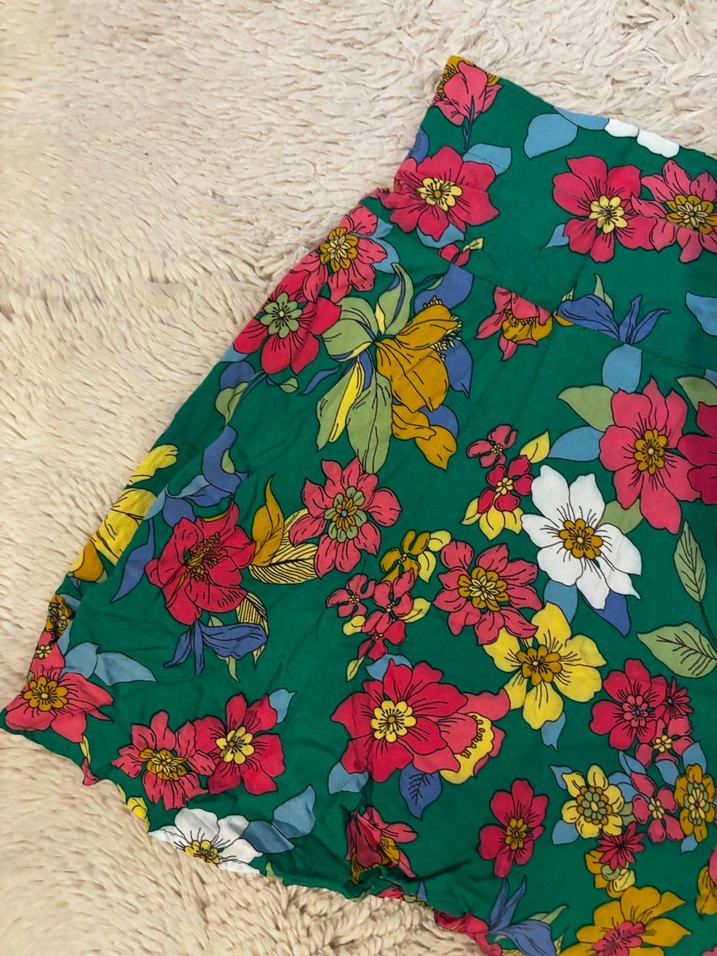 Çiçek Desenli Mini Şort Etek - Görsel 2