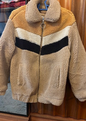 Bershka Kürklü, Renk Bloklu Kadın Mont - Görsel 3