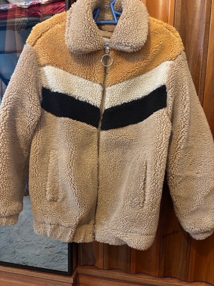 Bershka Kürklü, Renk Bloklu Kadın Mont - Görsel 3