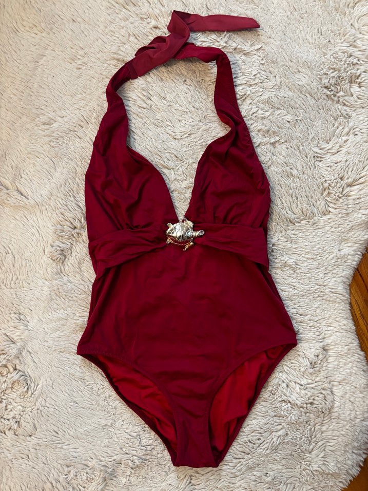 Bordo Bağcıklı Kadın Mayo - Görsel 2