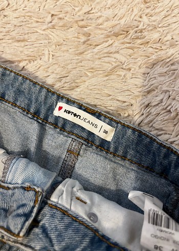 Mavi Renkli Bağlama Desenli Denim Mini Etek - Görsel 3