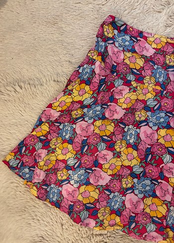 Renkli Çiçek Desenli Mini şort Etek - Görsel 2