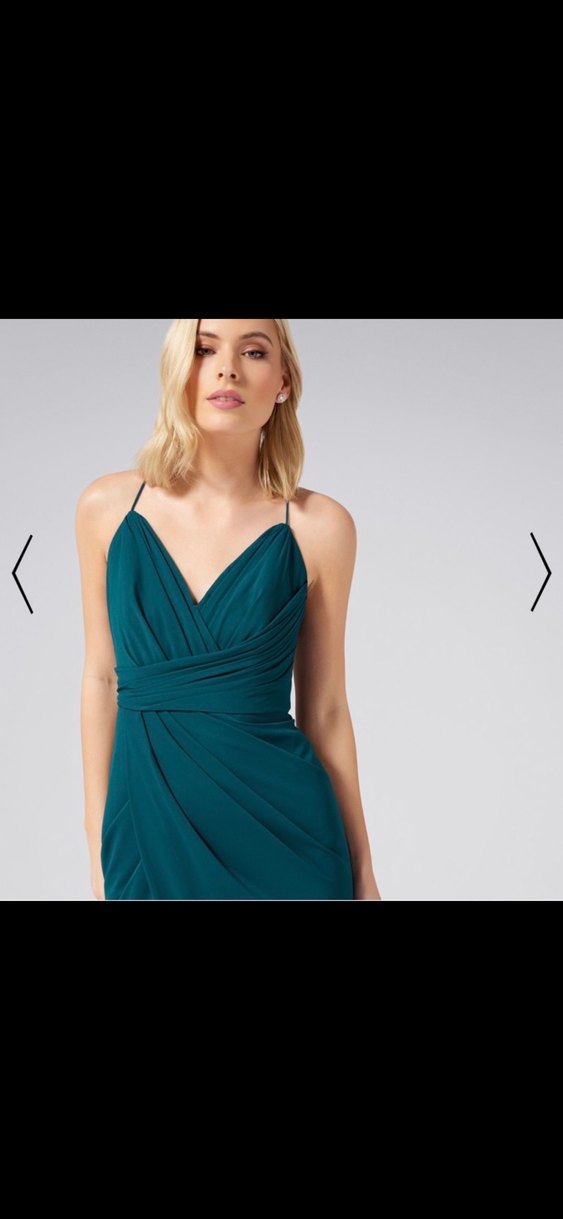 Forever New Turkuaz Drapeli Uzun V Yakalı Elbise - Görsel 2